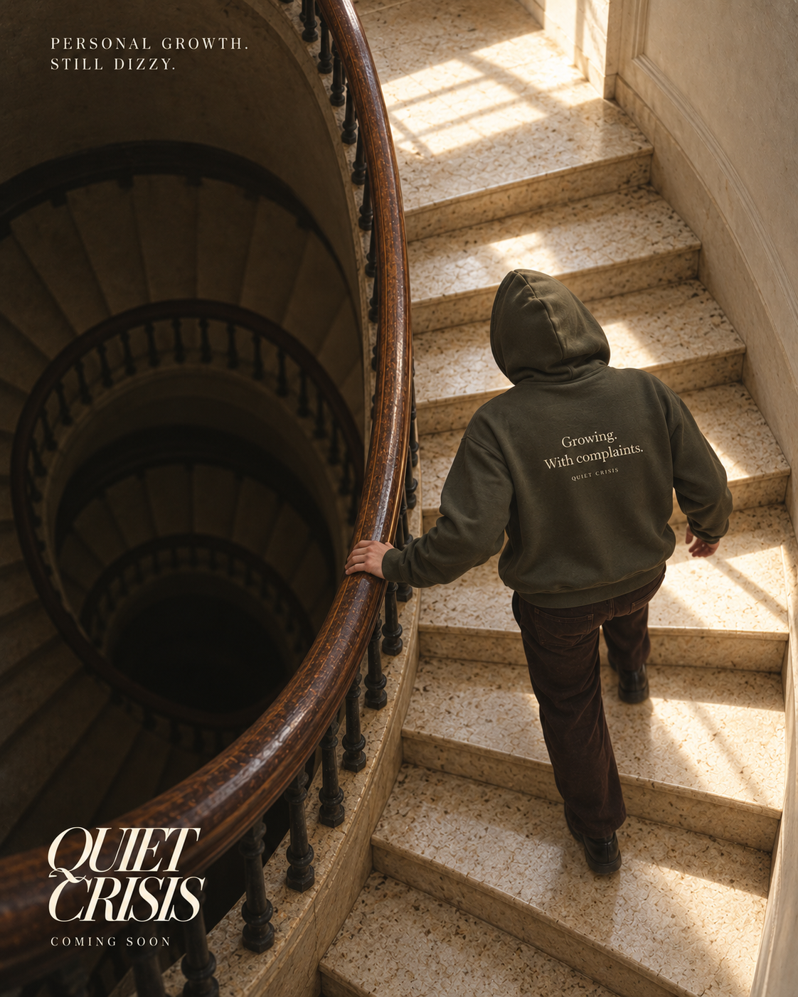 Climbing a spiral staircase, one step at a time.